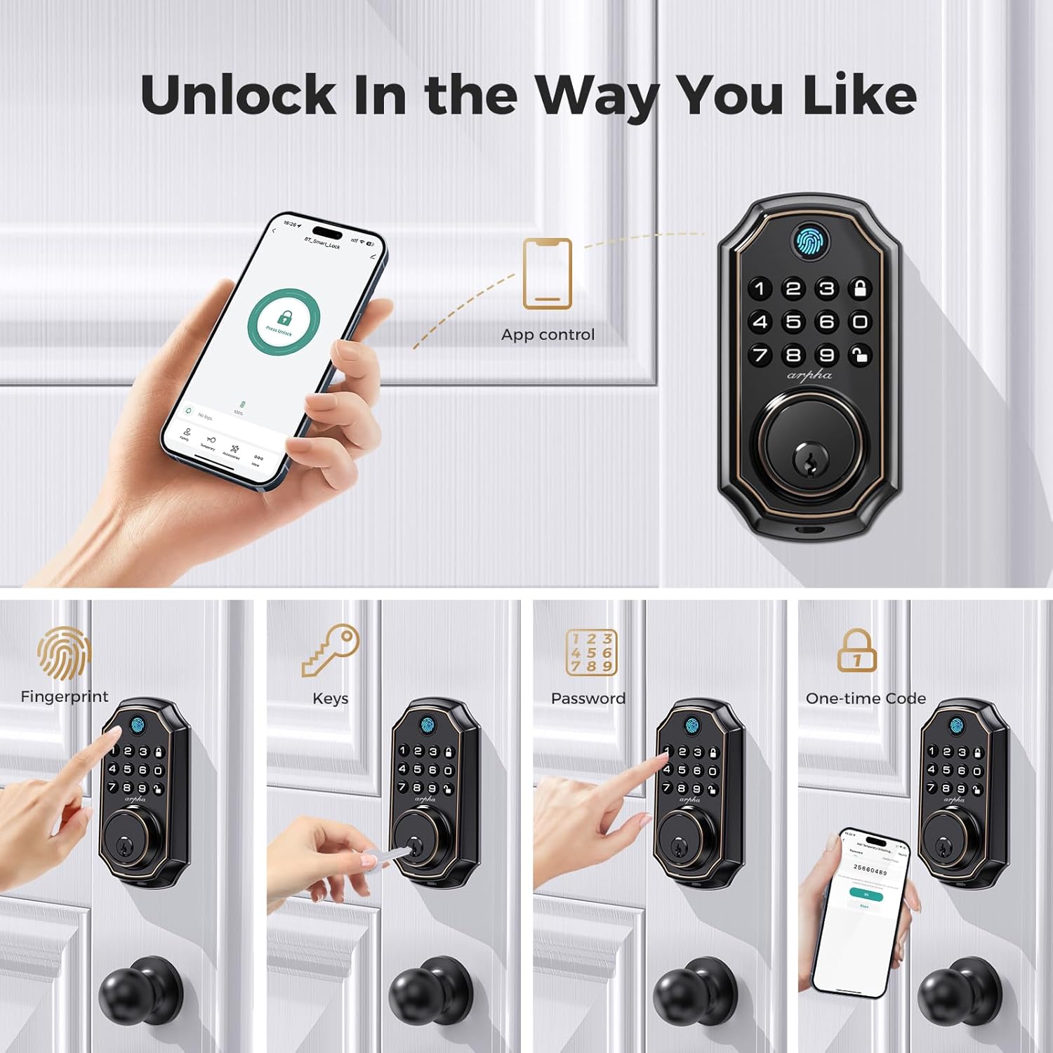 Keyless Entry Door Lock Deadbolt with Handle Set