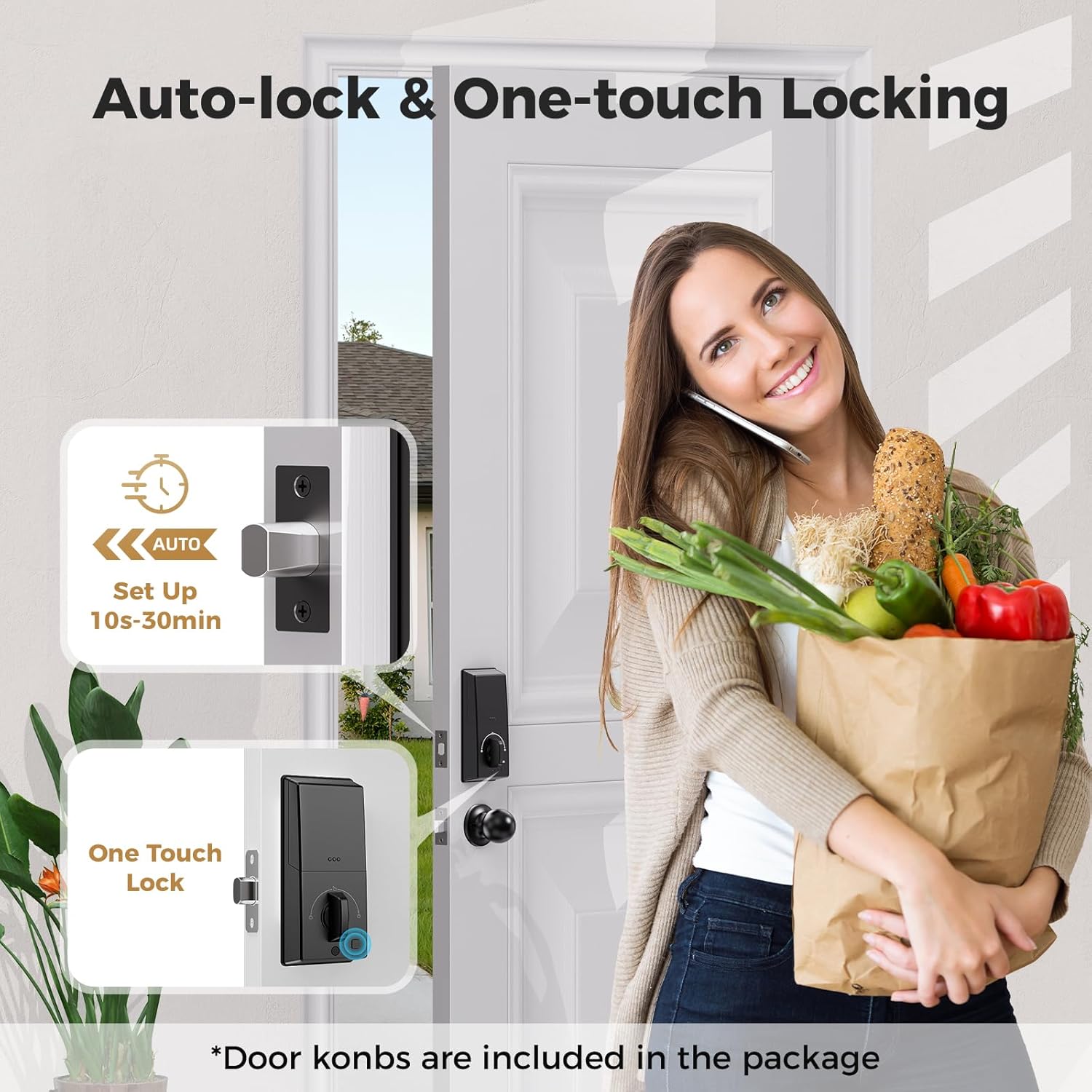 Keyless Entry Door Lock Deadbolt with Handle Set