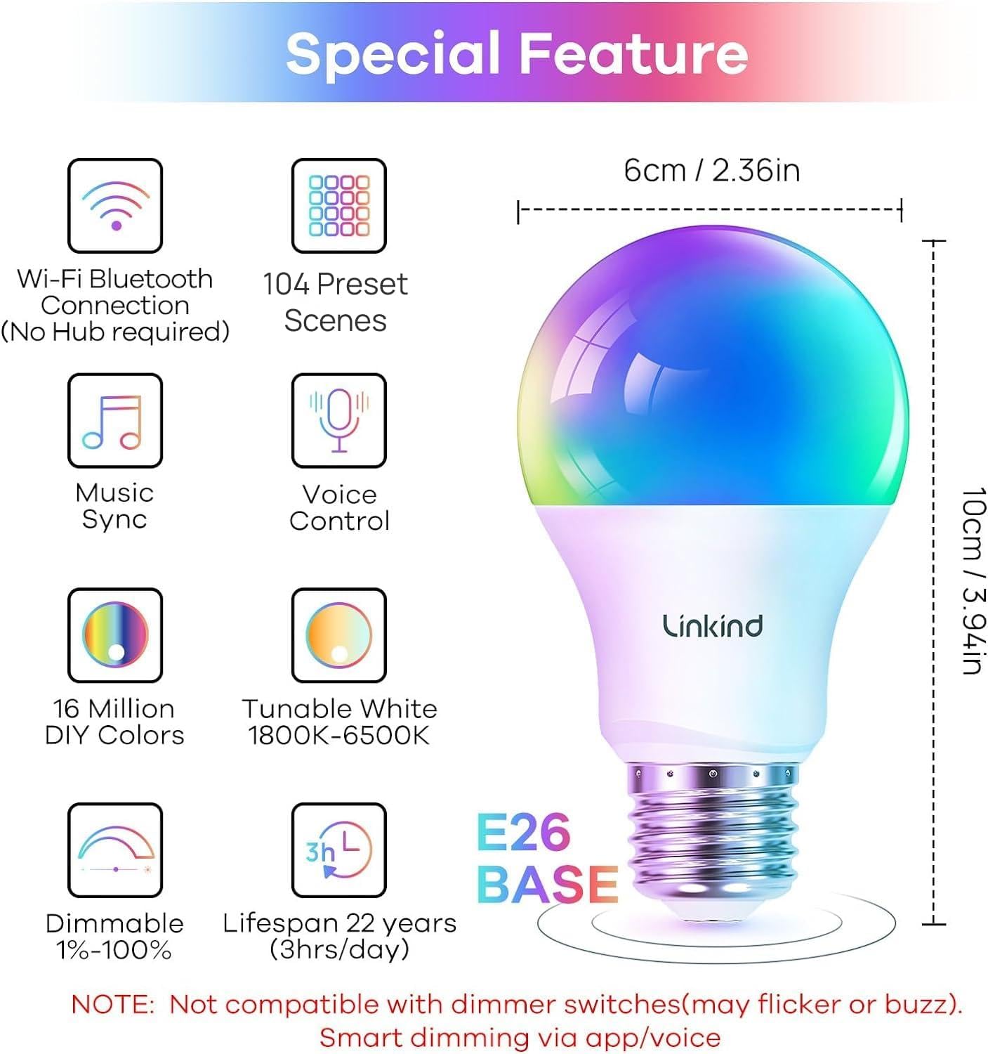 Linkind Smart Light Bulbs, Smart Bulb 