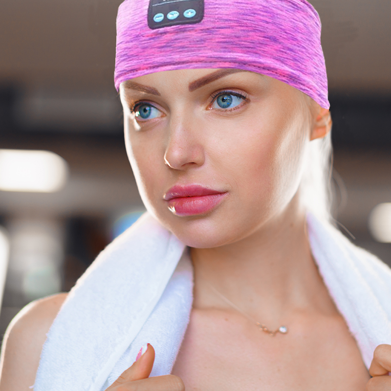 Bluetooth Headband Wireless Music Sleeping Earphone Headphone Sleep Earbud HD Stereo Speaker for Sleeping, Workout, Jogging, Yoga - Rose